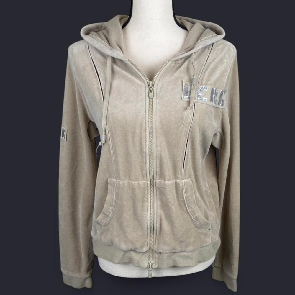 Y2K BCBG MAXAZRIA Velour Zip Hoodie Size: XL